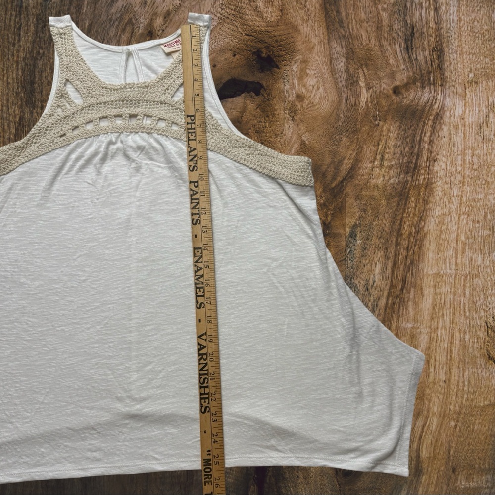 Mossimo Crochet Trim Tank Top Cream Sleeveless Boho‎ Festival XL - Picture 6 of 8